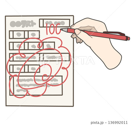 はなまるのテストに100点を書く右手 136992011