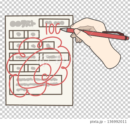 はなまるのテストに100点を書く右手 136992011