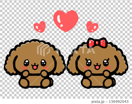 Cute toy poodle illustration material 136992043