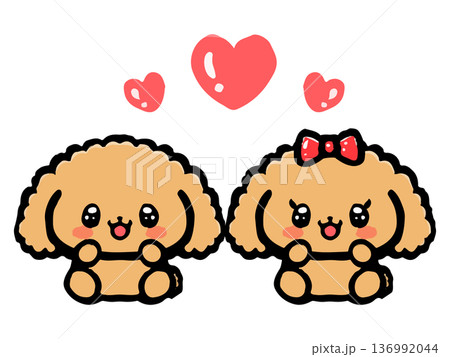 かわいい仲良しトイプードルのイラスト素材2 かわいい仲良しトイプードルのイラスト素材2 136992044