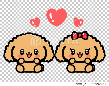 かわいい仲良しトイプードルのイラスト素材2 かわいい仲良しトイプードルのイラスト素材2 136992044