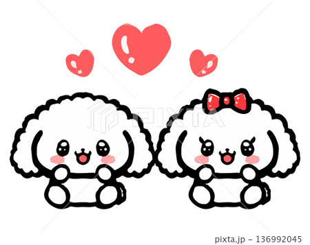 かわいい仲良しトイプードルのイラスト素材3 かわいい仲良しトイプードルのイラスト素材3 136992045