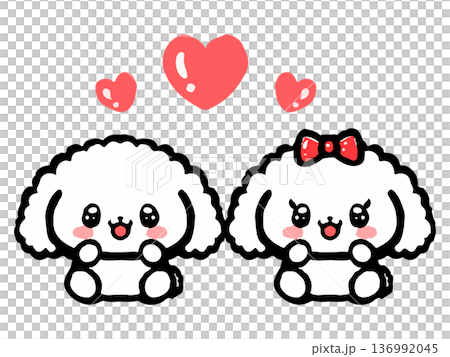 かわいい仲良しトイプードルのイラスト素材3 かわいい仲良しトイプードルのイラスト素材3 136992045