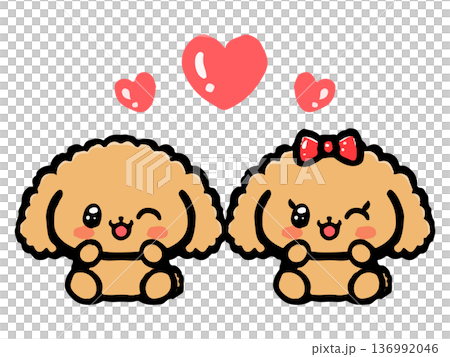Cute toy poodle illustration material 4 136992046