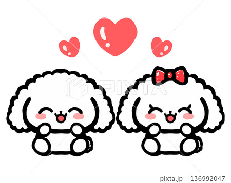かわいい仲良しトイプードルのイラスト素材5 かわいい仲良しトイプードルのイラスト素材5 136992047