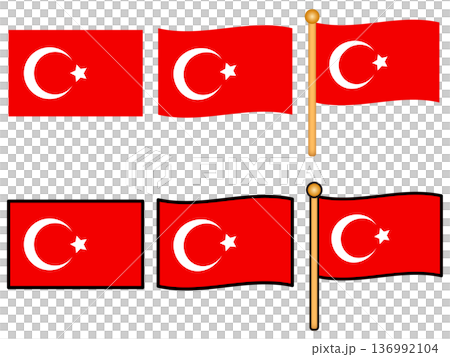 簡單的土耳其國旗插圖素材集 136992104