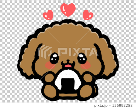 ごはんを食べるかわいいトイプードルのイラスト素材 ごはんを食べるかわいいトイプードルのイラスト素材 136992288