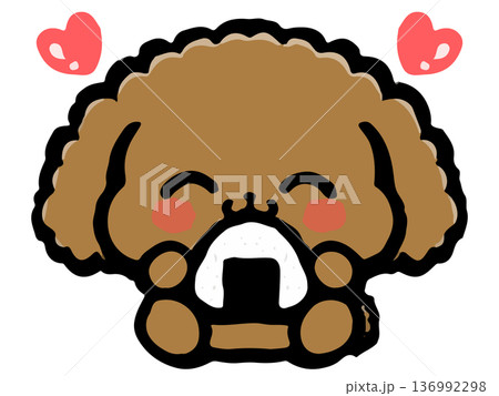 ごはんを食べるかわいいトイプードルのイラスト素材5 ごはんを食べるかわいいトイプードルのイラスト素材5 136992298