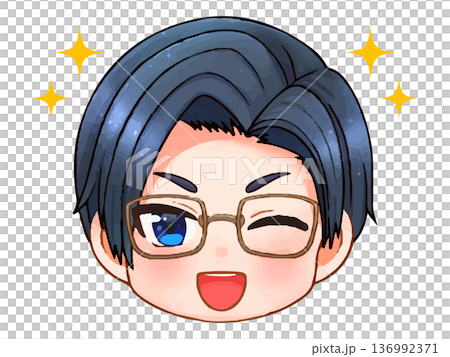 Cute glasses office worker chibi character face icon illustration 3 Cute glasses office worker chibi character face icon illustration 3 136992371