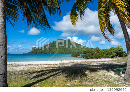 Scenic View of Maupiti Island from a Tropical Beach in French Polynesia Scenic View of Maupiti Island from a Tropical Beach in French Polynesia 136992652