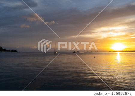 Sunset Over Tahaa Island, French Polynesia 136992675