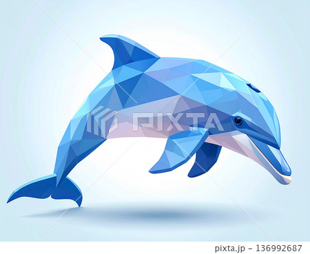 幾何学的ローポリイルカのミニマルアート 136992687