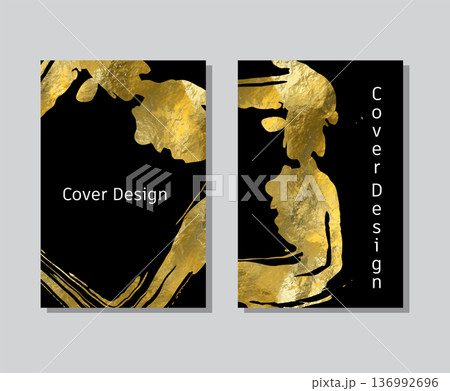 Gold foil abstract grunge banner. Texture, gold foil effect background vector. Gold foil abstract grunge banner. Texture, gold foil effect background vector. 136992696