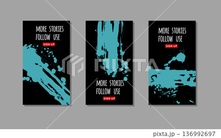 Blue ink brush stroke on black background. 136992697