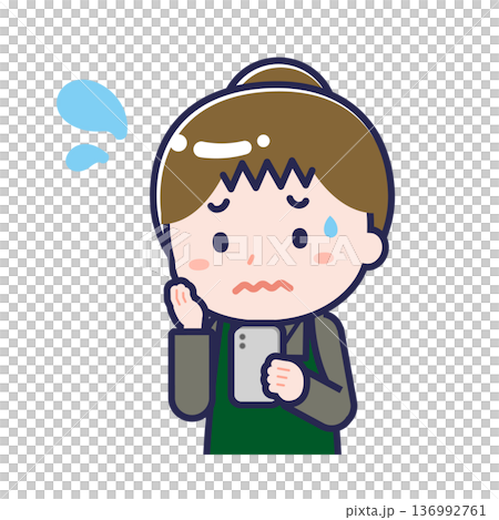 スマートフォンを使う「飲食店の店員」の女性 136992761