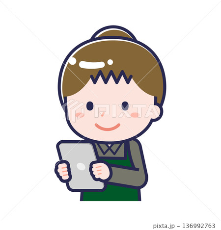 タブレットを使う「飲食店の店員」の女性 136992763