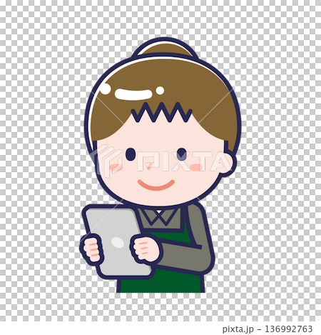 タブレットを使う「飲食店の店員」の女性 136992763