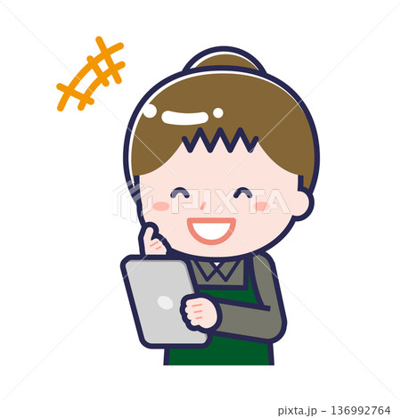 タブレットを使う「飲食店の店員」の女性 136992764