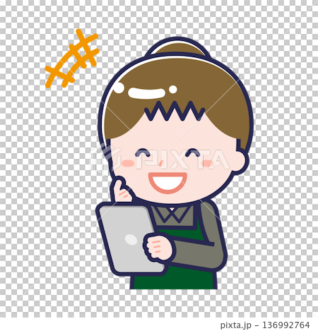 タブレットを使う「飲食店の店員」の女性 136992764