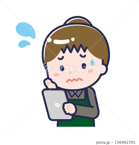 タブレットを使う「飲食店の店員」の女性 136992765