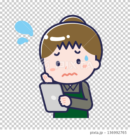 一位正在使用平板電腦的女餐廳服務員 136992765