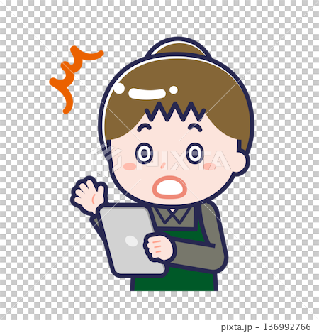 一位正在使用平板電腦的女餐廳服務員 136992766