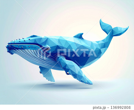 幾何学的フォルムで表現したクジラのローポリアート 幾何学的フォルムで表現したクジラのローポリアート 136992808