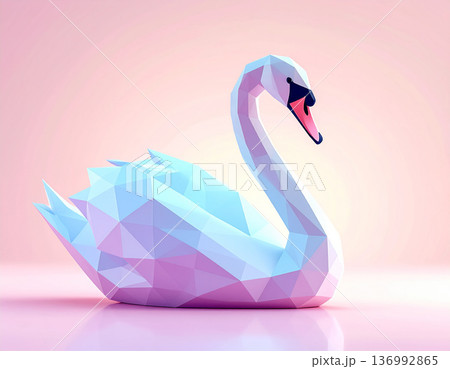 パステルカラーのローポリ白鳥 パステルカラーのローポリ白鳥 136992865