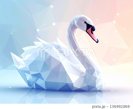 パステルカラーのローポリ白鳥 パステルカラーのローポリ白鳥 136992869