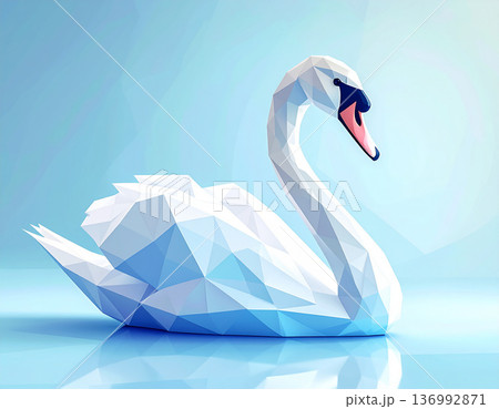 パステルカラーのローポリ白鳥 136992871