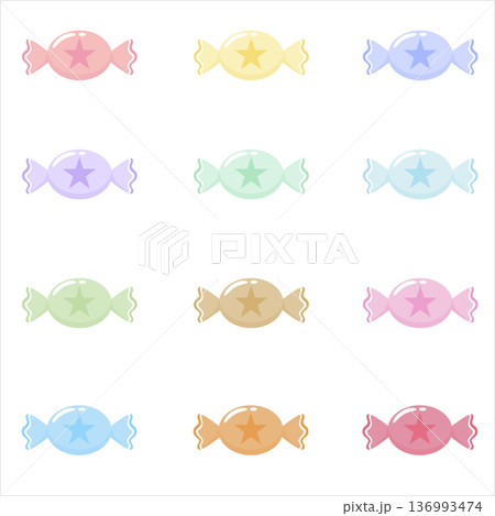 Colorful Pastel Candy Vector Collection with Star Pattern Wrap 136993474