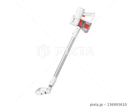 Modern cordless vacuum cleaner isolated on white background. Wireless handheld device for efficient Modern cordless vacuum cleaner isolated on white background. Wireless handheld device for efficient 136993610