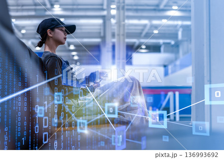 空港でのデジタル情報処理 ■撮影協力：関西国際空港（KIX） 136993692