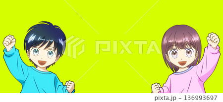 明るく元気な男の子と女の子のアニメ風イラスト 明るく元気な男の子と女の子のアニメ風イラスト 136993697