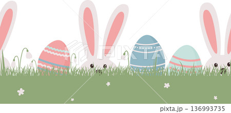 seamless easter background with bunny and eggs 136993735