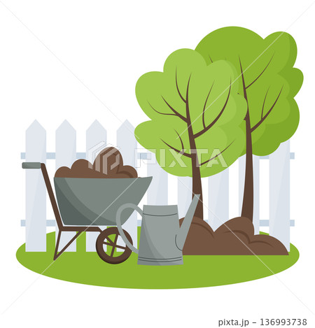 gardening illustration with green trees 136993738