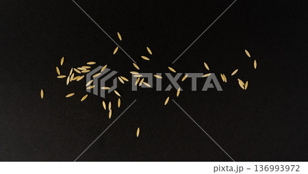 Raw orzo pasta, risoni or kritharaki pile 136993972