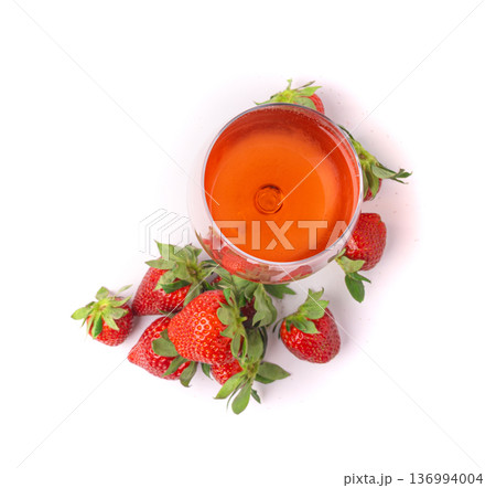 Strawberry pink wine, ripe straw berries with drink, red strawberri cocktail, delicious strawberry punch Strawberry pink wine, ripe straw berries with drink, red strawberri cocktail, delicious strawberry punch 136994004