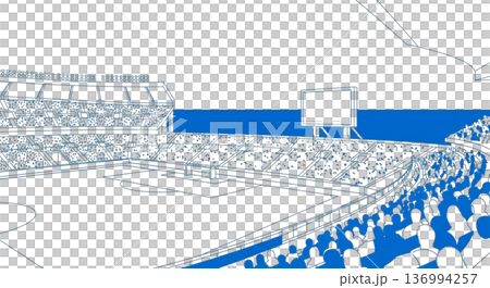 Soccer stadium seats and sea view blue illustration material 136994257