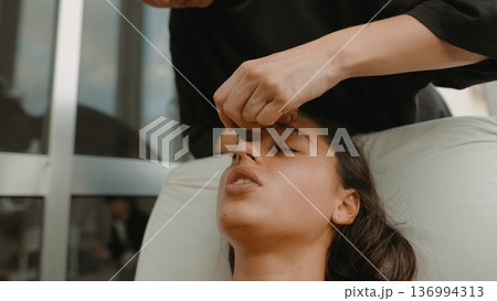 Clinical facial consultation at window spa, female client 136994313