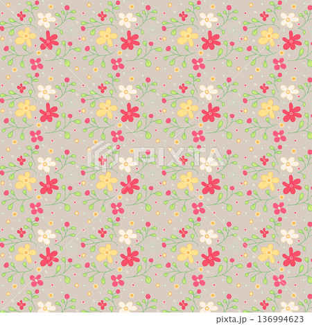Cute Flower Repeat Pattern for Fabric Design Cute Flower Repeat Pattern for Fabric Design 136994623