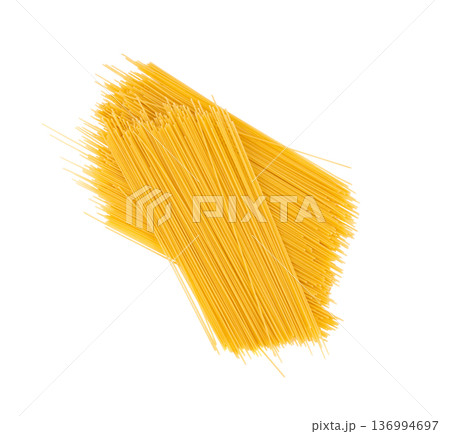 Raw spaghetti isolated, dry spagetti, long wheat noodles, uncooked italian macaroni bundle Raw spaghetti isolated, dry spagetti, long wheat noodles, uncooked italian macaroni bundle 136994697