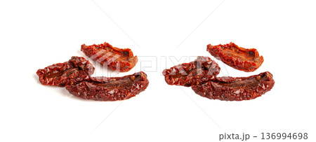 Dry Tomatoes, Sun Dried Pomodoro, Dehydrated Tomato In Olive Oil, Cured Sundried Vegetable Slices 136994698