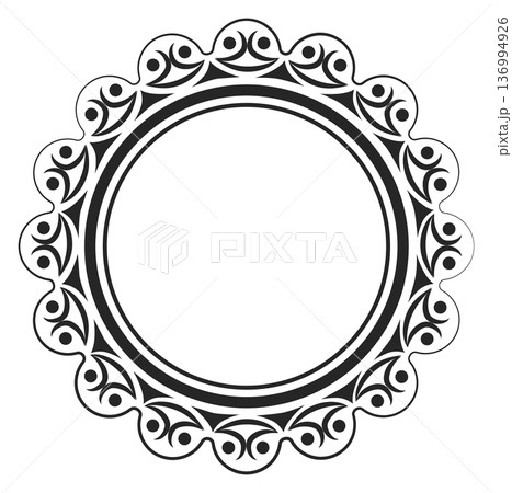 Vintage round frame. Blank doodle picture border Vintage round frame. Blank doodle picture border 136994926