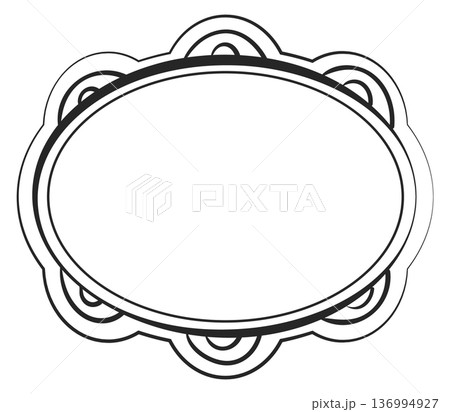 Doodle frame. Oval picture border in linear style 136994927