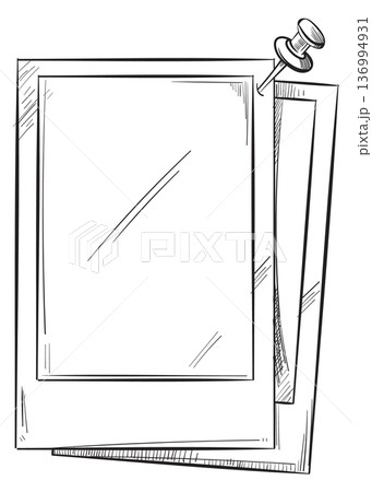 Decorative photo border. Pinned paper frame template Decorative photo border. Pinned paper frame template 136994931