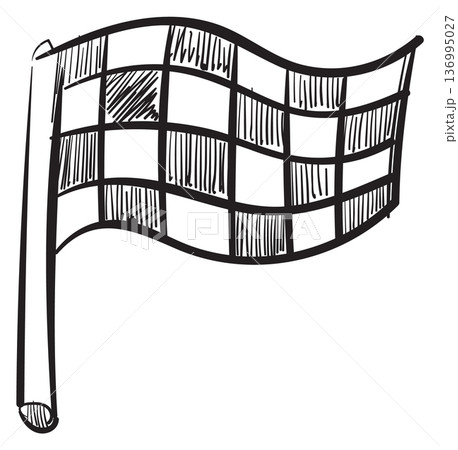 Racing flag sketch. Square textile start symbol Racing flag sketch. Square textile start symbol 136995027