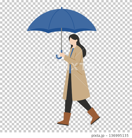 A woman walking with an umbrella 136995135