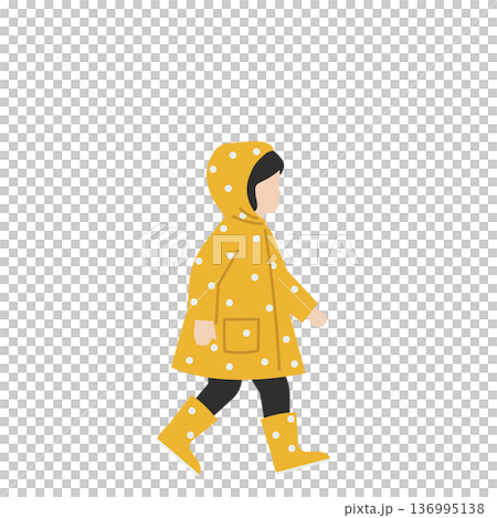 水玉レインコートの子供 136995138