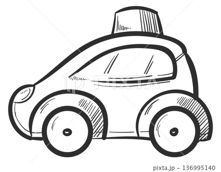 Car toy doodle. Hand drawn kid transport Car toy doodle. Hand drawn kid transport 136995140